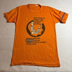 Vintage Wynns Oil T‎ Shirt Mens Large Single Stitch Paper Thin Orange